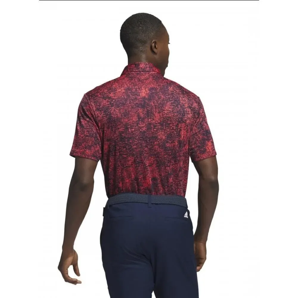 Adidas Golf Polo Aerial Jacquard Red Black Medium NWT